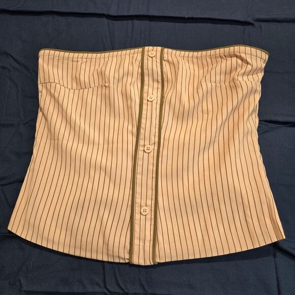 NWOT Blue Blush Pinstripe Pink Bandeau Top Size S Preppy Old Money - Picture 1 of 12